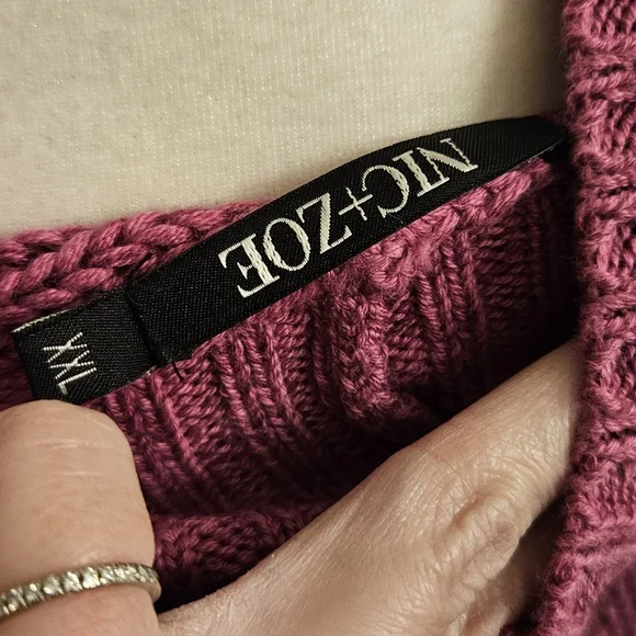 NIC+ZOE Raspberry Cowl Neck Sweater - Picture 2 of 6